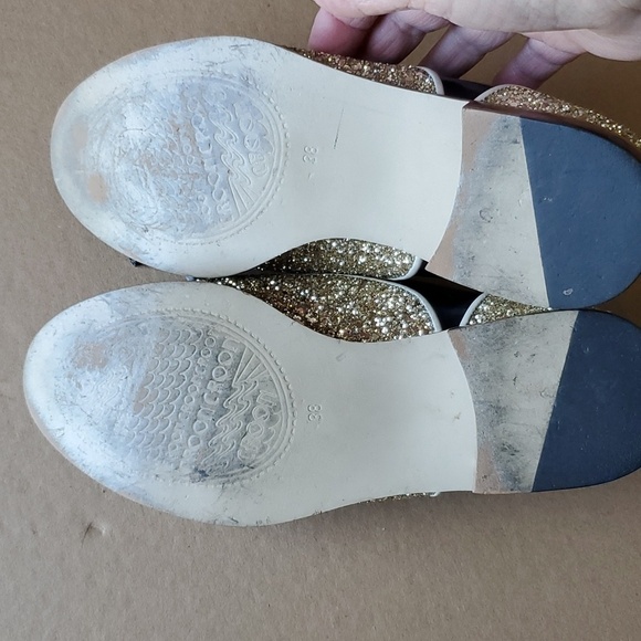 Croon RARE tassel  gold glitter and black shoes Size 38 (us 7.5 ) - Picture 6 of 11